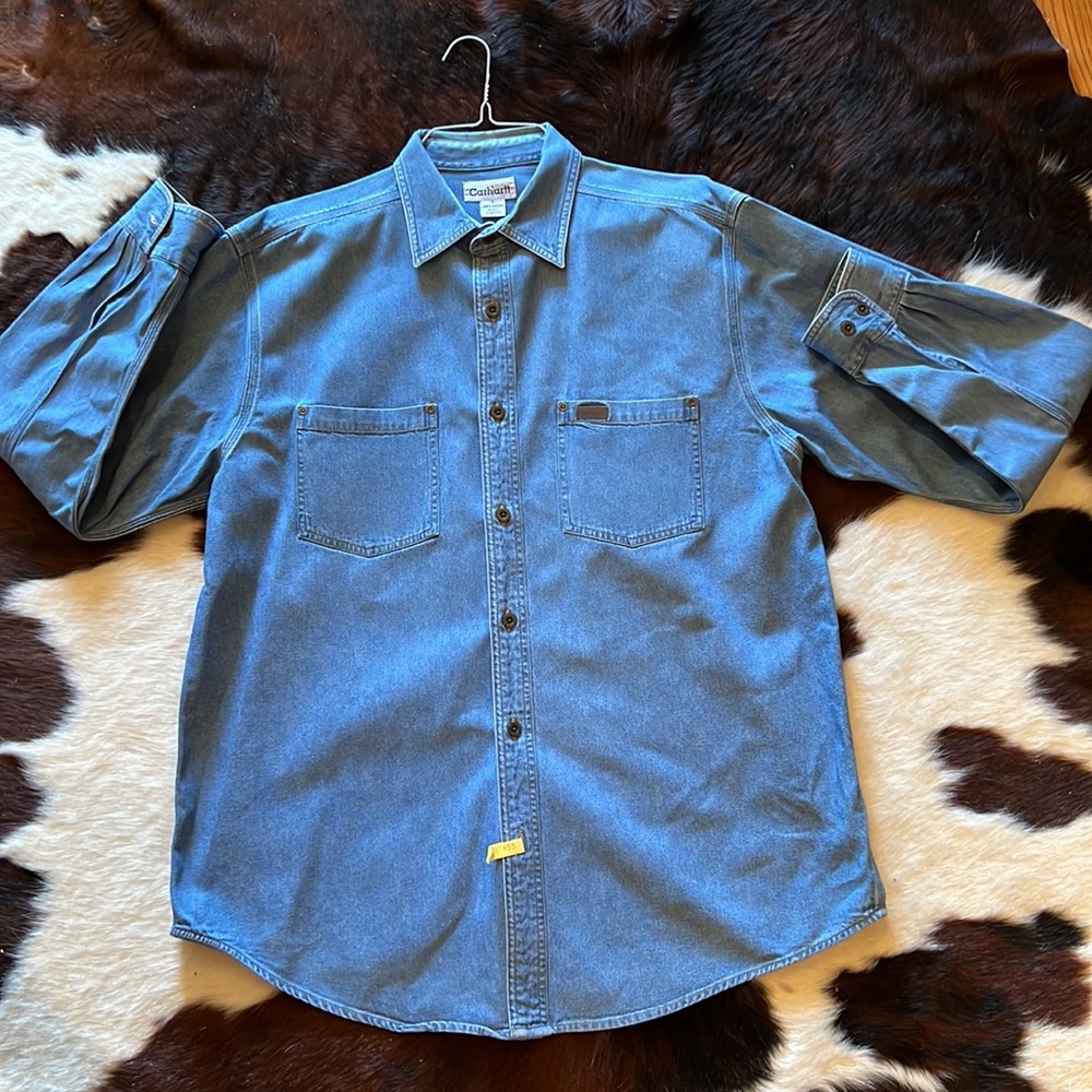 Mens Carhartt size Large Denim shirt long sleeves
